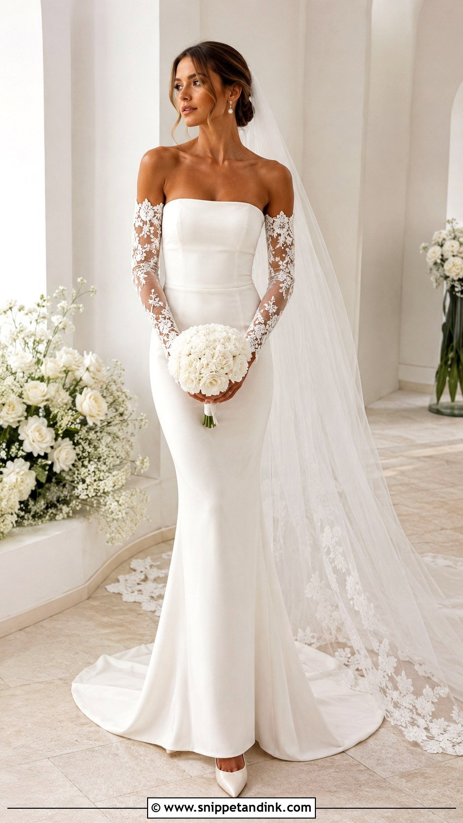 Strapless Wedding Dress With Detachable Lace Sleeves - Snippet and Ink - 20 Add Sleeves to Wedding Dress