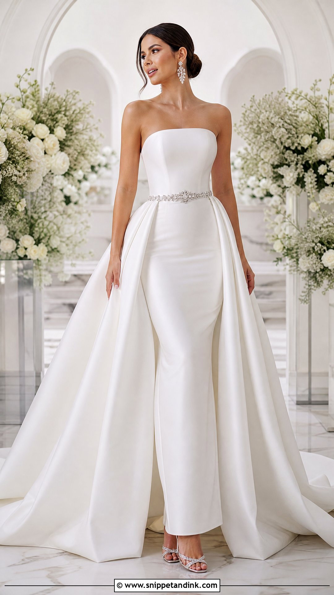 Strapless Wedding Dress With Detachable Overskirt Train - Snippet and Ink - 25 Detachable Train Wedding Dress Ideas