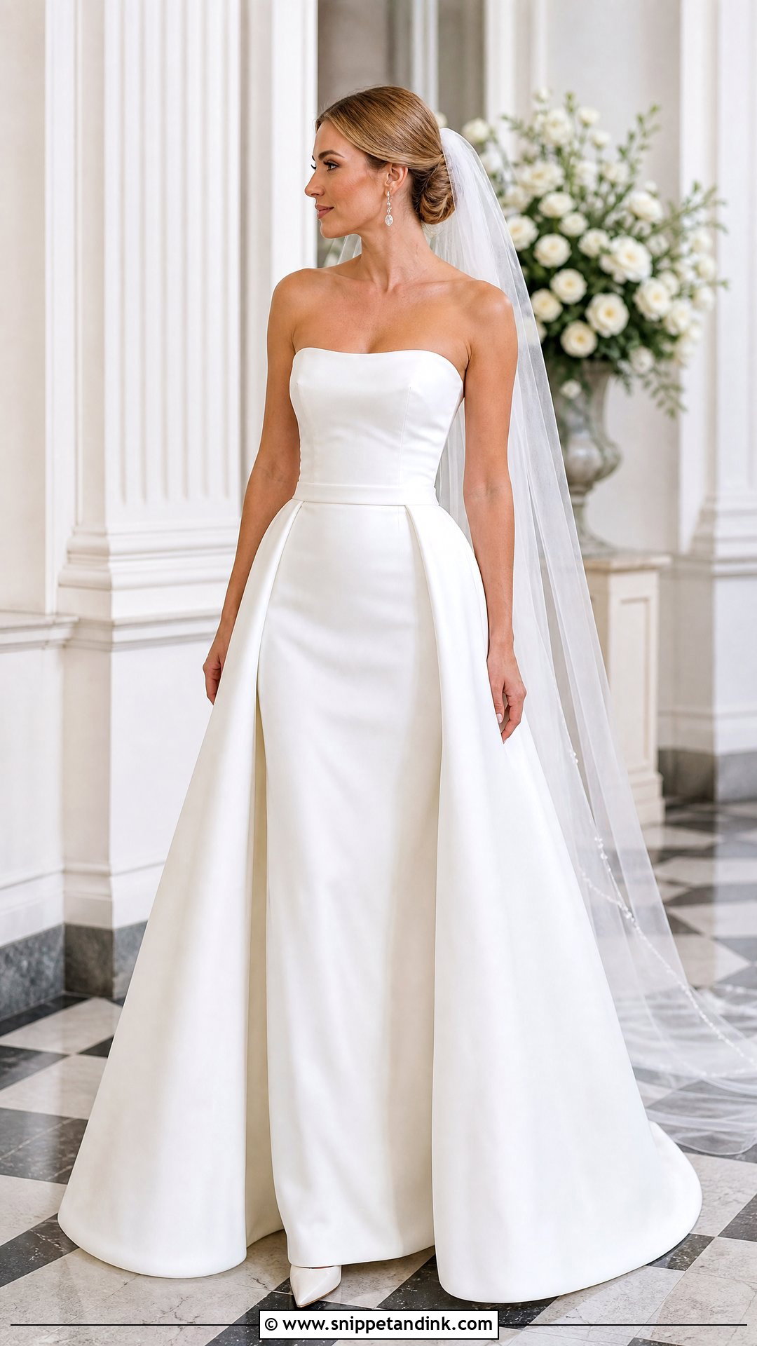 Strapless Wedding Dress With Detachable Overskirt - Snippet and Ink - 25 Simple Strapless Wedding Dress Ideas