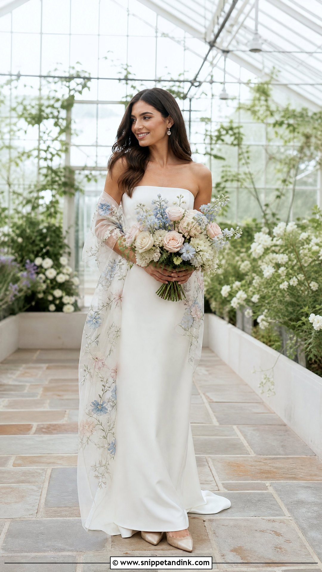 Strapless Wedding Dress With Floral Scarf - Snippet and Ink - 20 Strapless Wedding Dress with Scarf Ideas