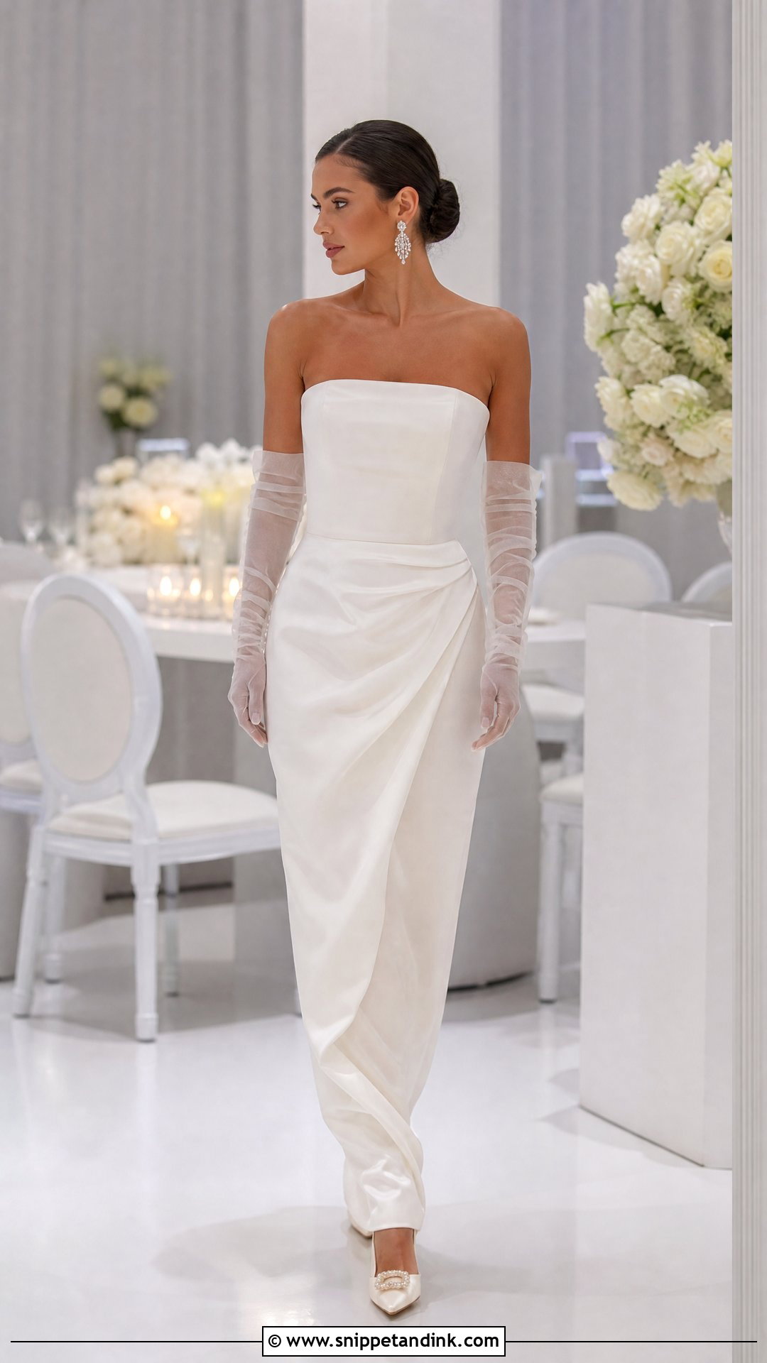 Strapless Wedding Dress With Gloves - Snippet and Ink - 25 Affordable Wedding Dress Ideas