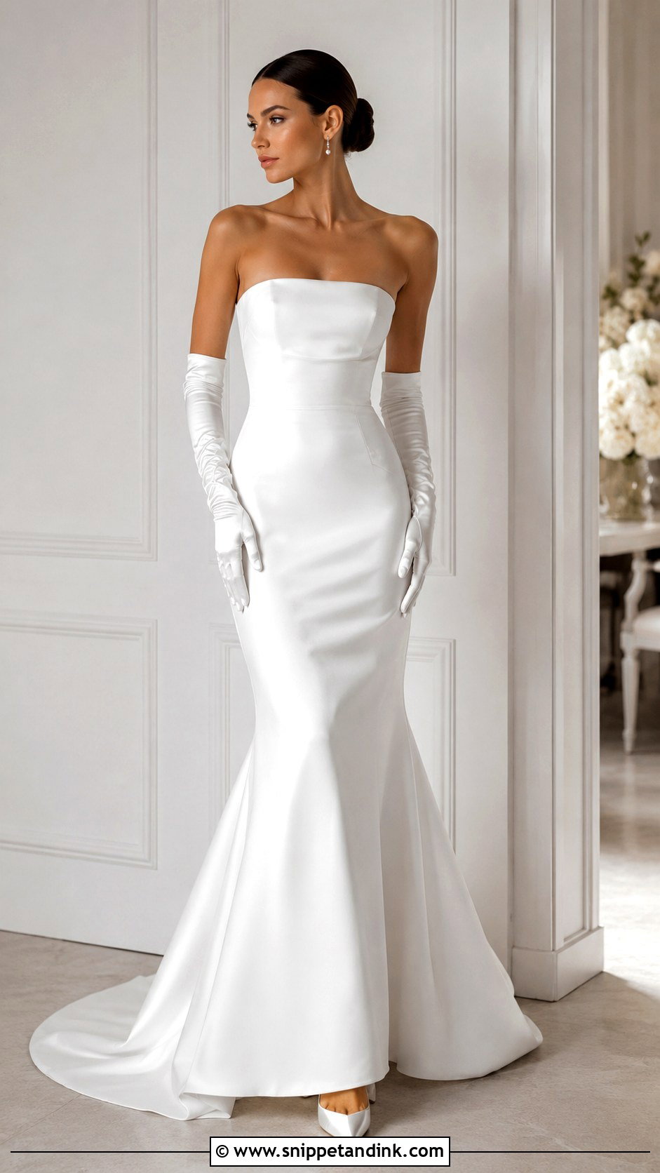 Strapless Wedding Dress With Long Gloves - Snippet and Ink - 25 Wedding Dresses with Gloves