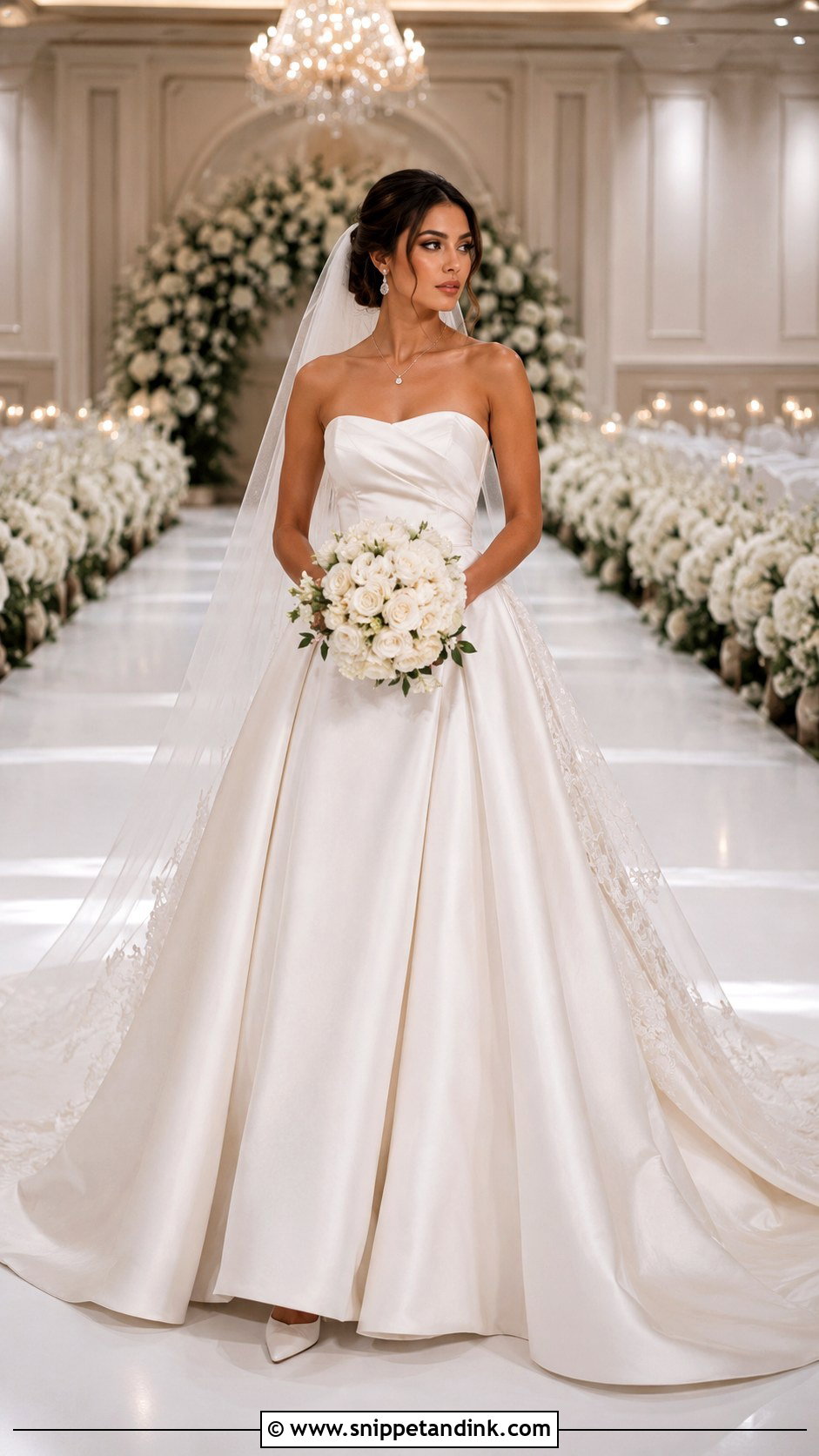 Strapless Wedding Dress With Long Train - Snippet and Ink - 20 Long Tail Wedding Dress Ideas