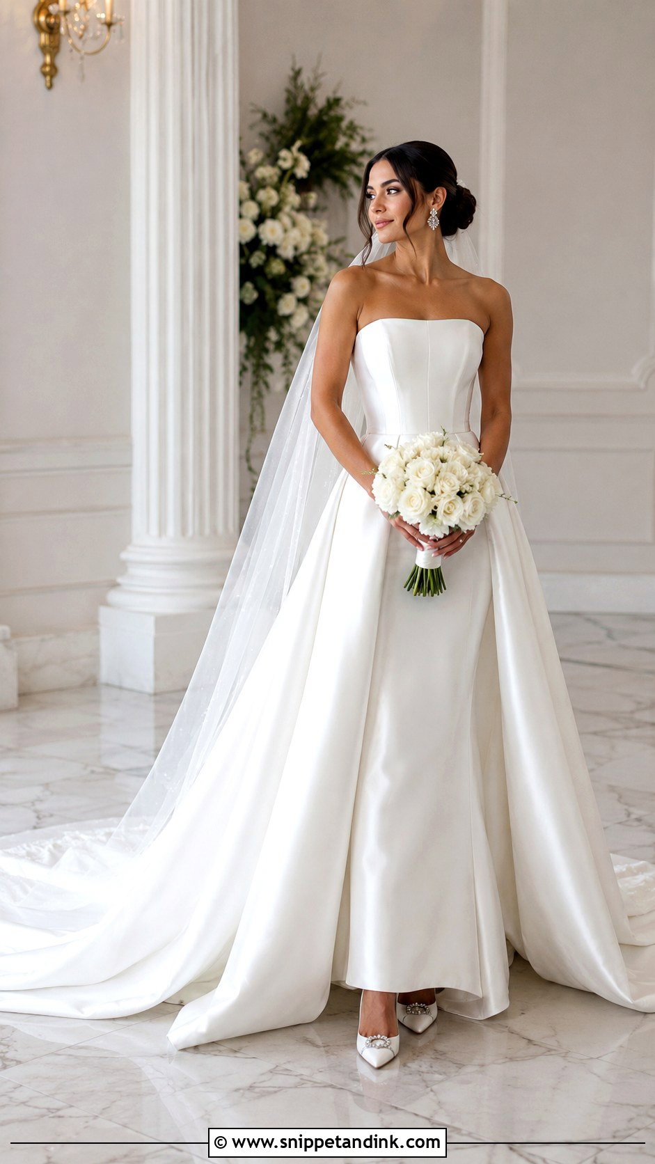 Strapless Wedding Dress With Long Train - Snippet and Ink - 25 Long Train Wedding Dress Ideas