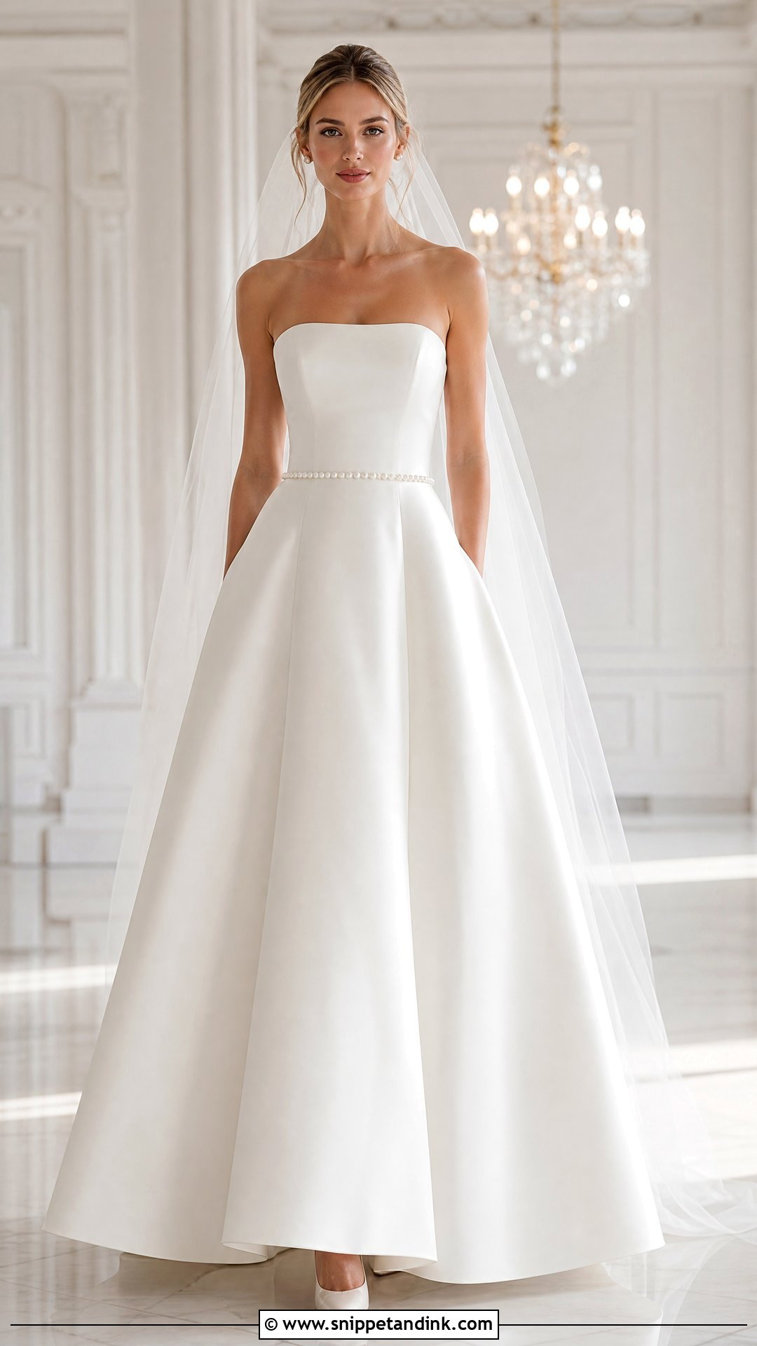 Strapless Wedding Dress With Pearl Belt - Snippet and Ink - 20 Simple Wedding Dress with Pearls Ideas
