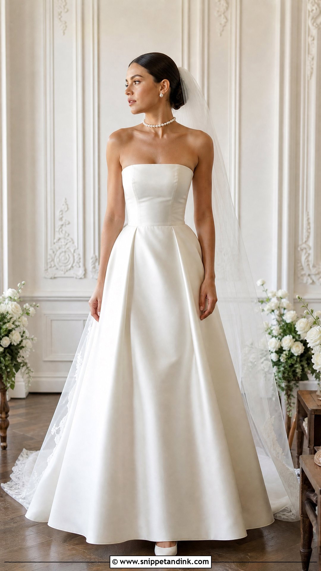 Strapless Wedding Dress With Pearl Choker - Snippet and Ink - 20 Wedding Dress with Choker Ideas