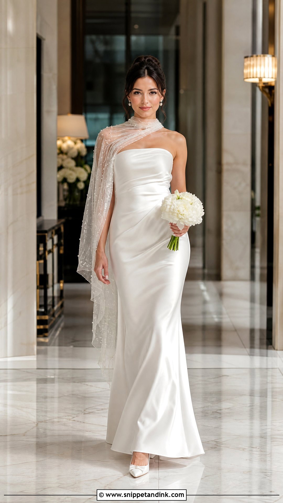 Strapless Wedding Dress With Pearl Scarf - Snippet and Ink - 20 Strapless Wedding Dress with Scarf Ideas