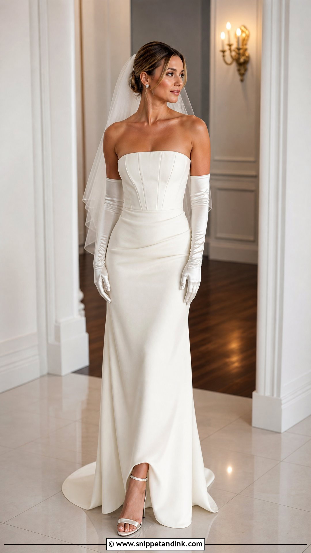 Strapless Wedding Dress With Satin Gloves - Snippet and Ink - 25 Gorgeous Wedding Dress Ideas