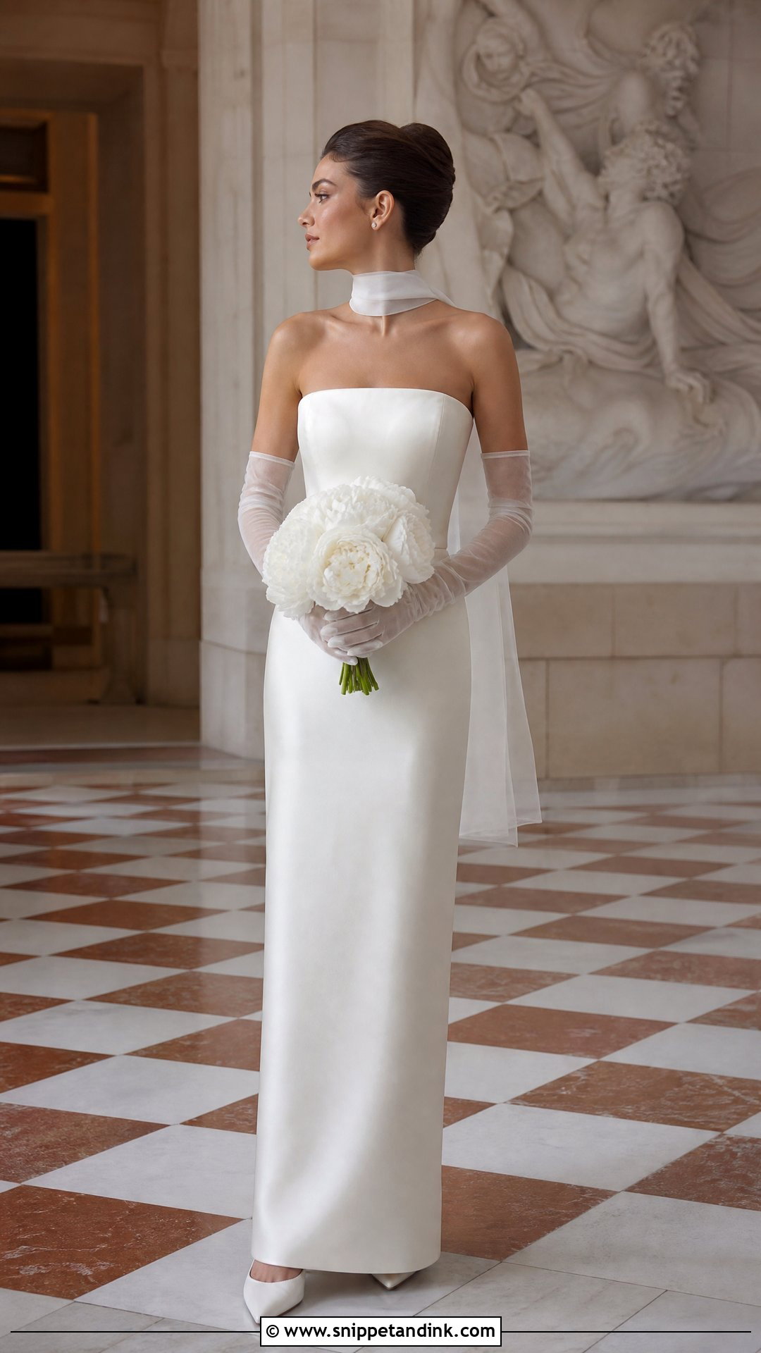 Strapless Wedding Dress With Scarf and Gloves - Snippet and Ink - 20 Strapless Wedding Dress with Scarf Ideas