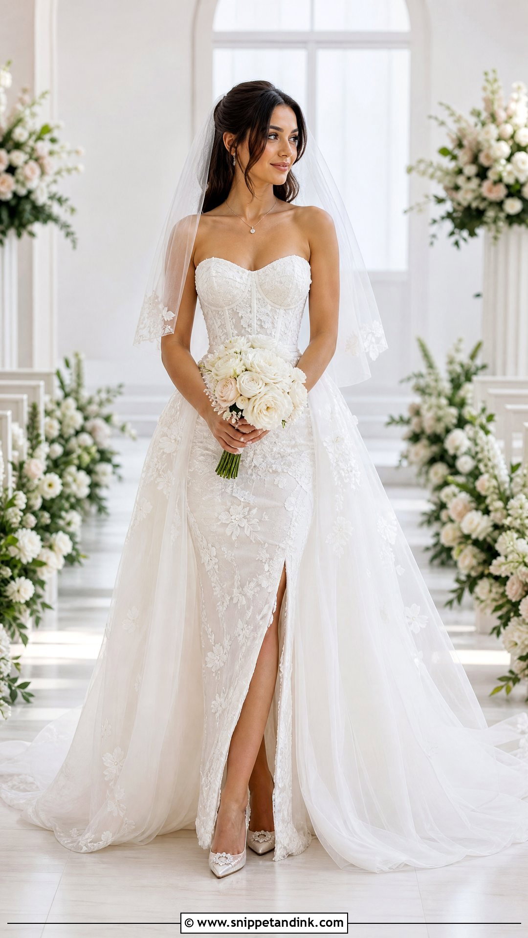 Strapless Wedding Dress With Tulle Train Extension - Snippet and Ink - 20 Wedding Dresses with Extension