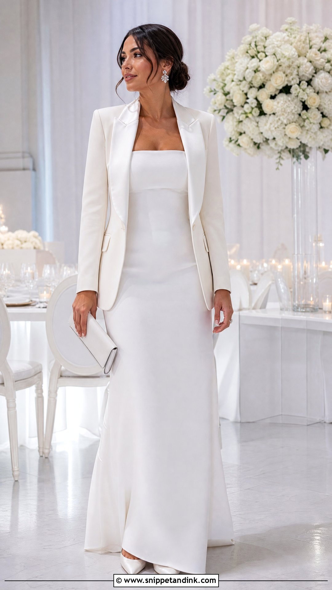 Strapless Wedding Dress With Tuxedo Blazer - Snippet and Ink - 20 Wedding Dress with Blazer Ideas