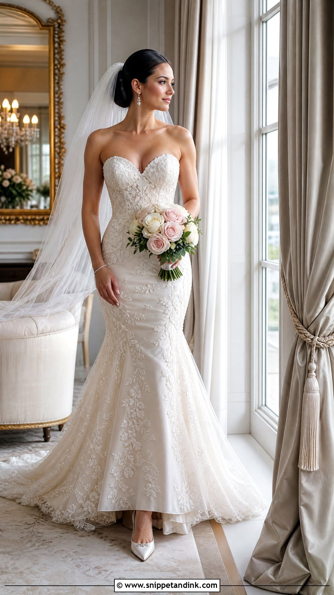 Strapless Wedding Dress with Flower Embroidery - Snippet and Ink - 20 Wedding Dress with Flower Embroidery Ideas