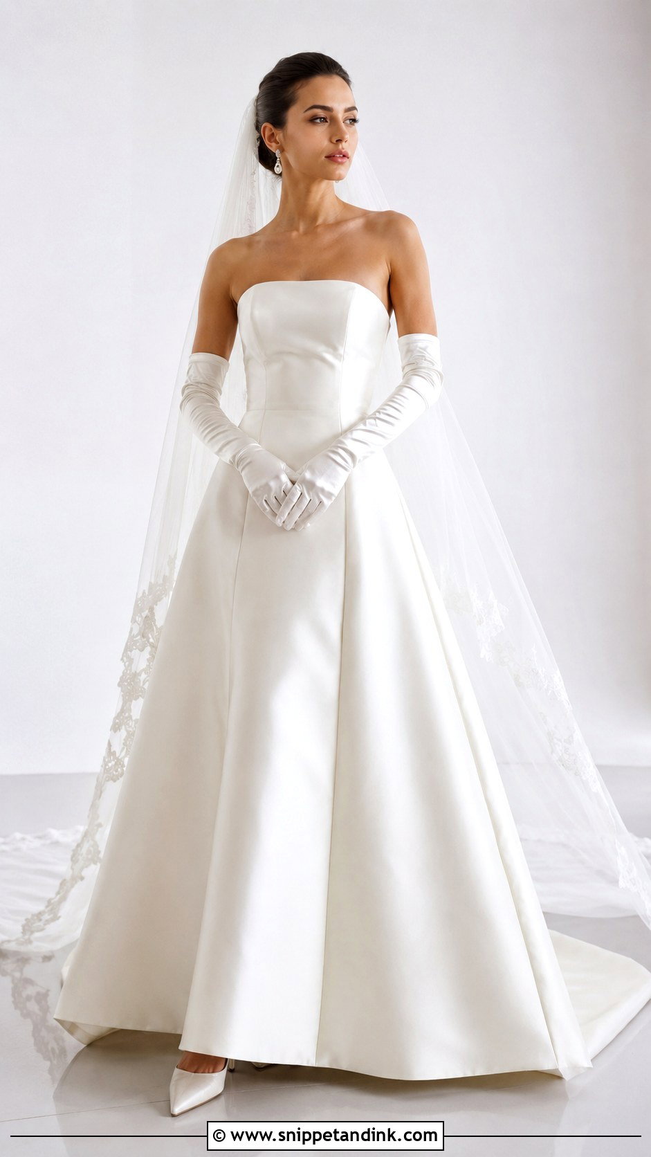 Strapless Wedding Gown With Long Gloves - Snippet and Ink - 25 Wedding Gown with Gloves Ideas