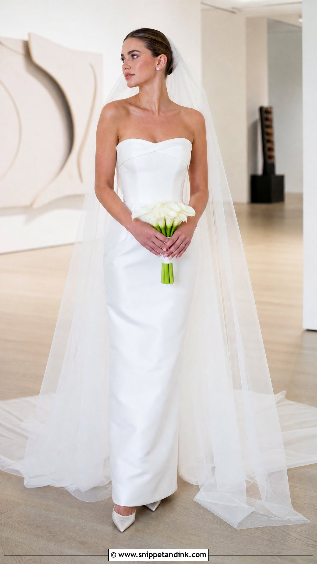 Strapless White Silk Column Wedding Dress - Snippet and Ink - 20 White Silk Wedding Dress Ideas