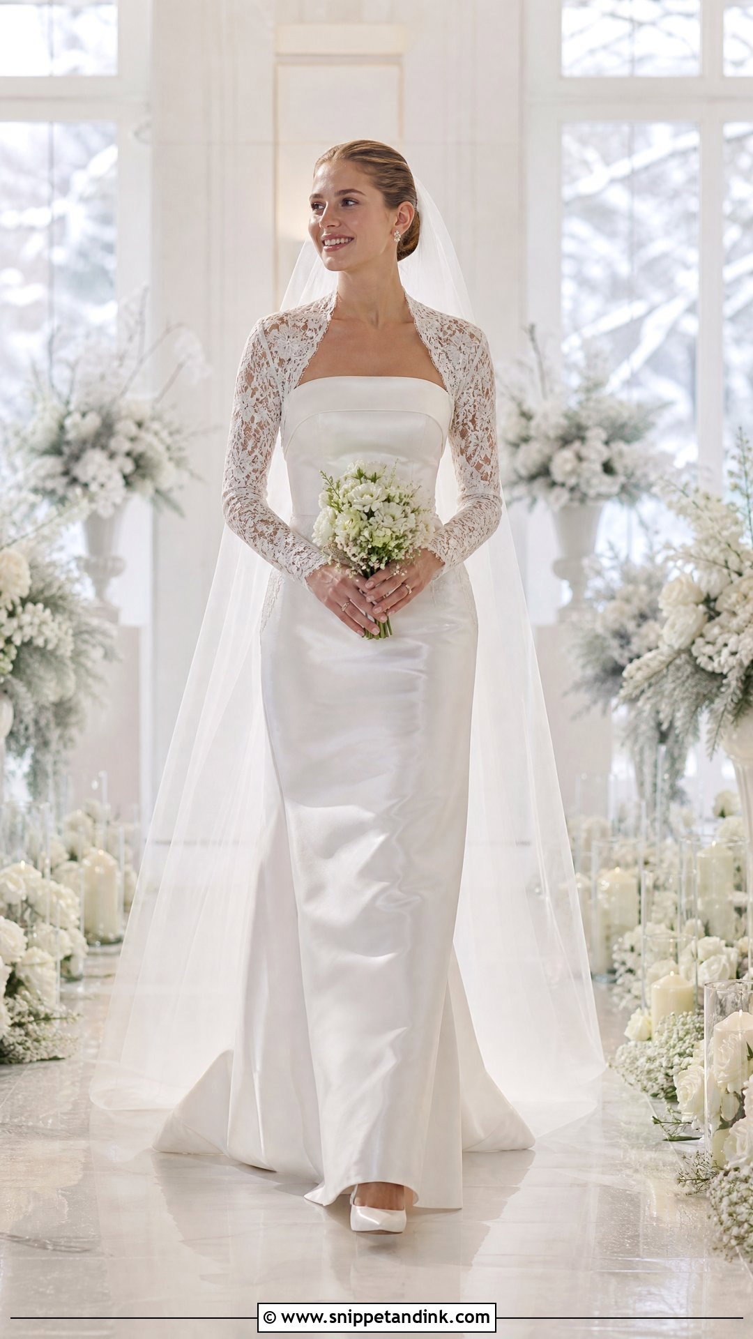 Strapless Winter Bridal Gown With Bolero - Snippet and Ink - 20 Winter Bridal Ideas