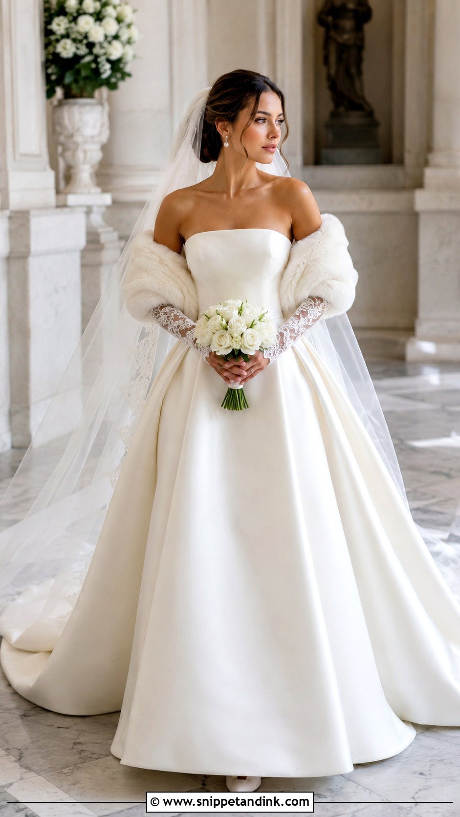 Strapless Winter Wedding Dress With Long Sleeves - Snippet and Ink - 20 Strapless Wedding Dress with Sleeves