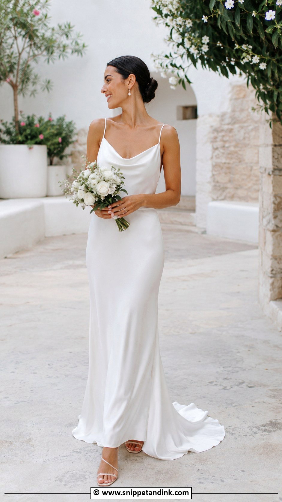 Strappy Bridal Sandals With A Slip Wedding Dress - Snippet and Ink - 30 Bridal Footwear Ideas