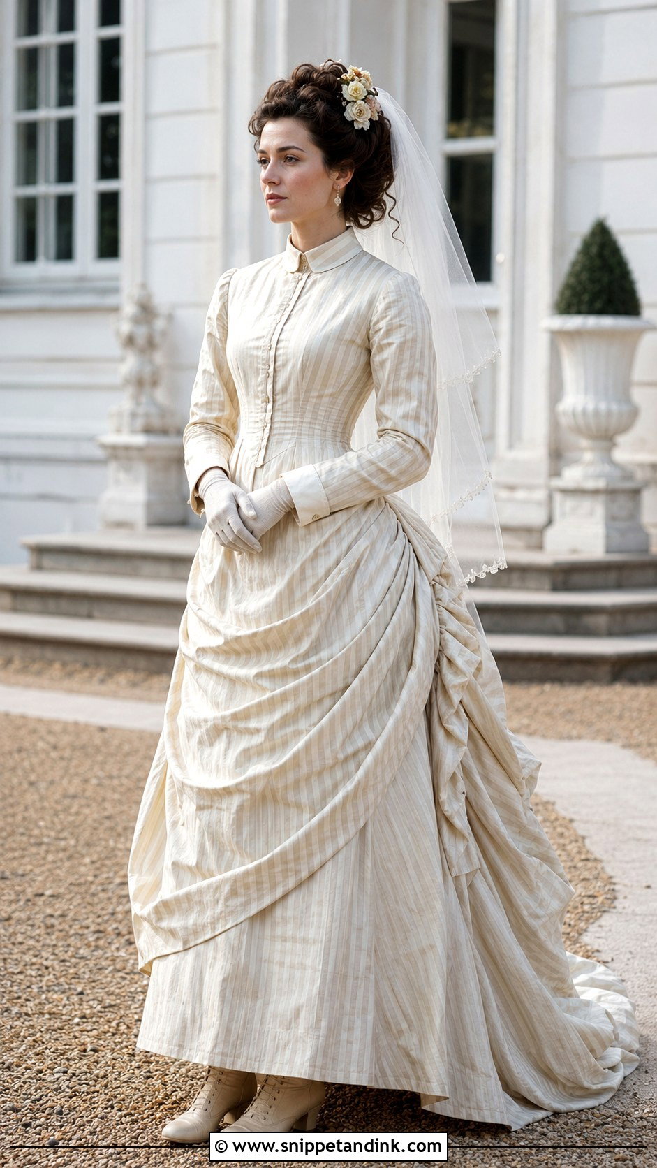 Striped Taffeta 1880s Wedding Dress - Snippet and Ink - 20 1880s Wedding Dress Ideas