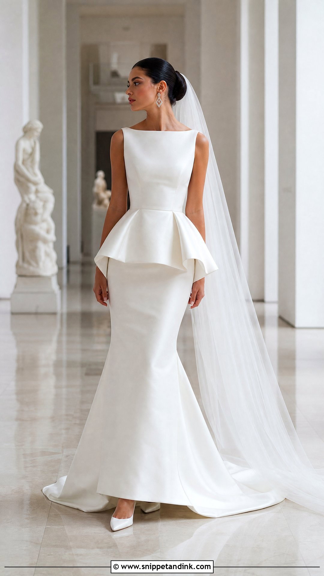 Structured Mikado Peplum Wedding Dress - Snippet and Ink - 20 Peplum Wedding Dress Ideas