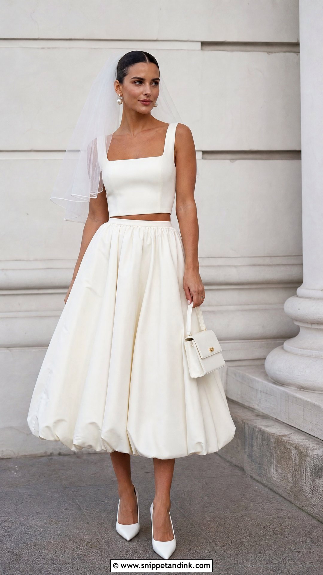 Structured Top And Bubble Skirt Bridal Set - Snippet and Ink - 25 Bridal Two Piece Set Ideas