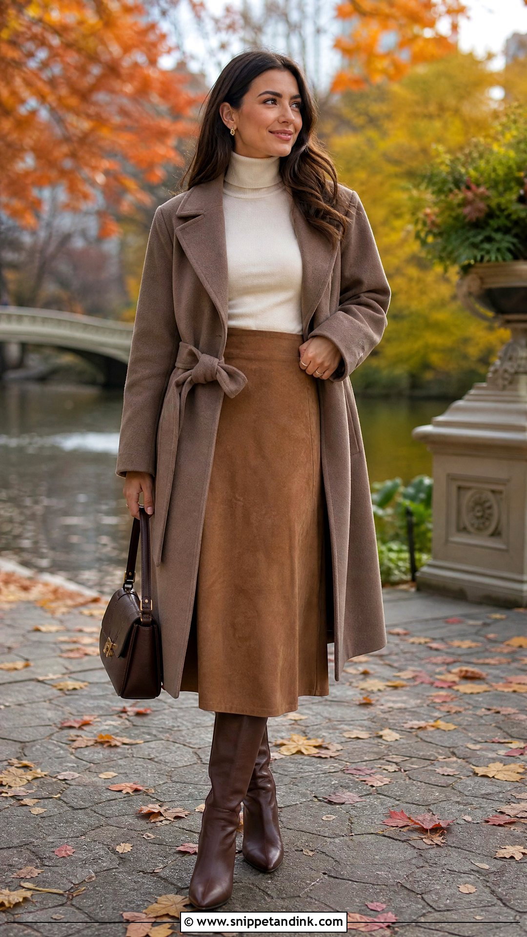 Suede Skirt And Turtleneck Proposal Outfit - Snippet and Ink - 20 Outfits to Get Engaged in
