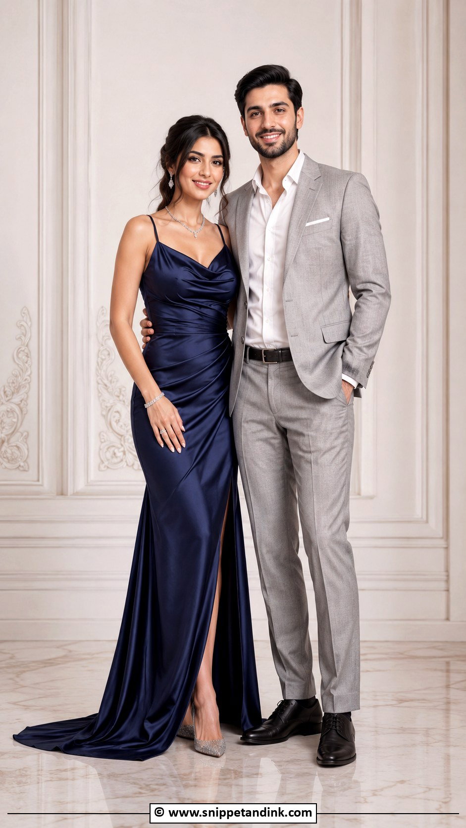 Suit And Gown Engagement Couple - Snippet and Ink - 30 Engegment Dresses Couple