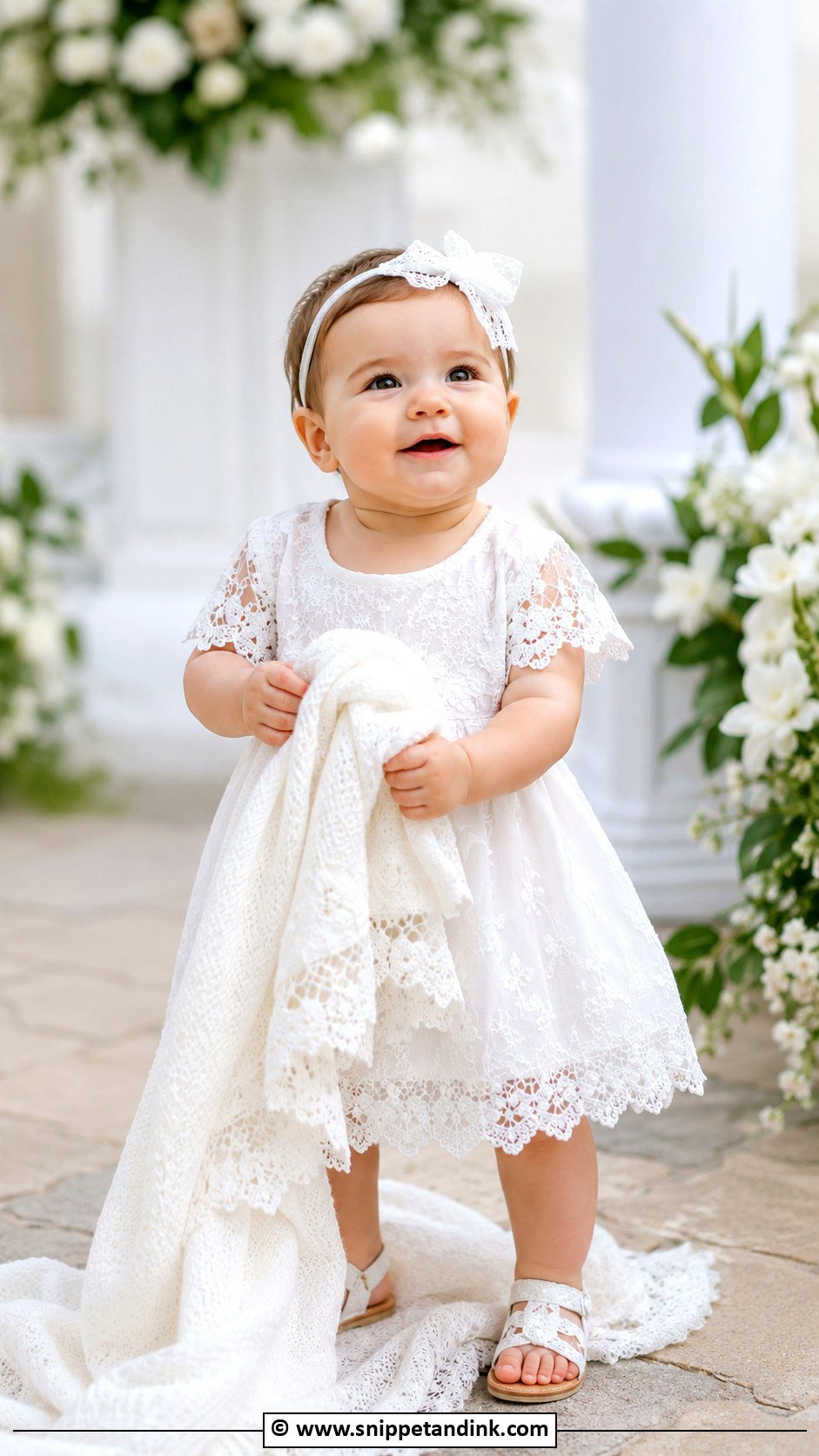 Summer Baptism Dress With Lace Sandals - Snippet and Ink - 25 Baby Girl Baptism Dress Ideas
