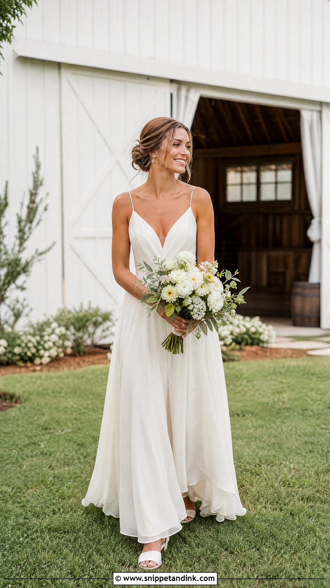 Summer Barn Wedding Dress With Spaghetti Straps - Snippet and Ink - 25 Barn Wedding Dresses