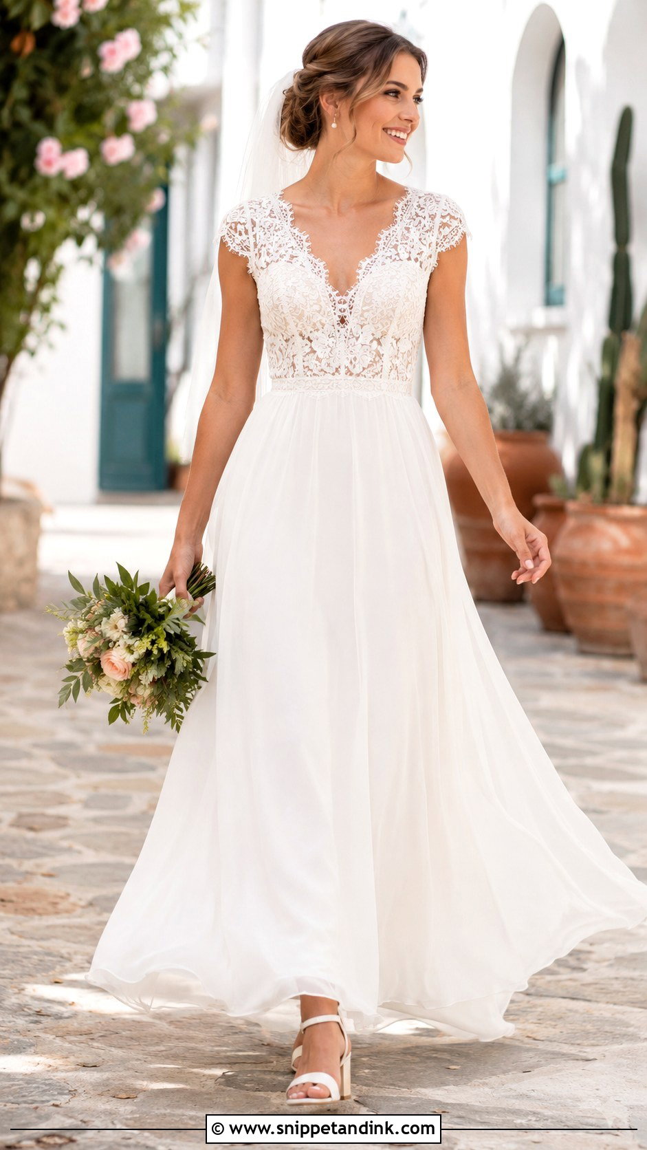 Summer Cap Sleeve Wedding Dress - Snippet and Ink - 20 Capped Sleeve Wedding Dress Ideas