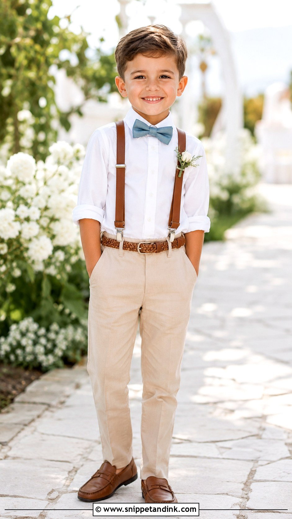 Summer Ring Bearer Outfit With Rolled Sleeves - Snippet and Ink - 20 Bearer Outfit Ideas