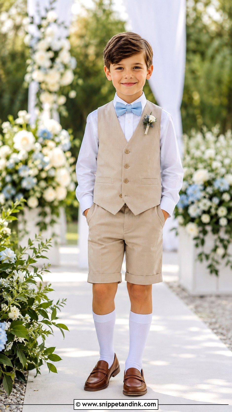 Summer Shorts Boys Wedding Outfit - Snippet and Ink - 20 Boys Wedding Outfits