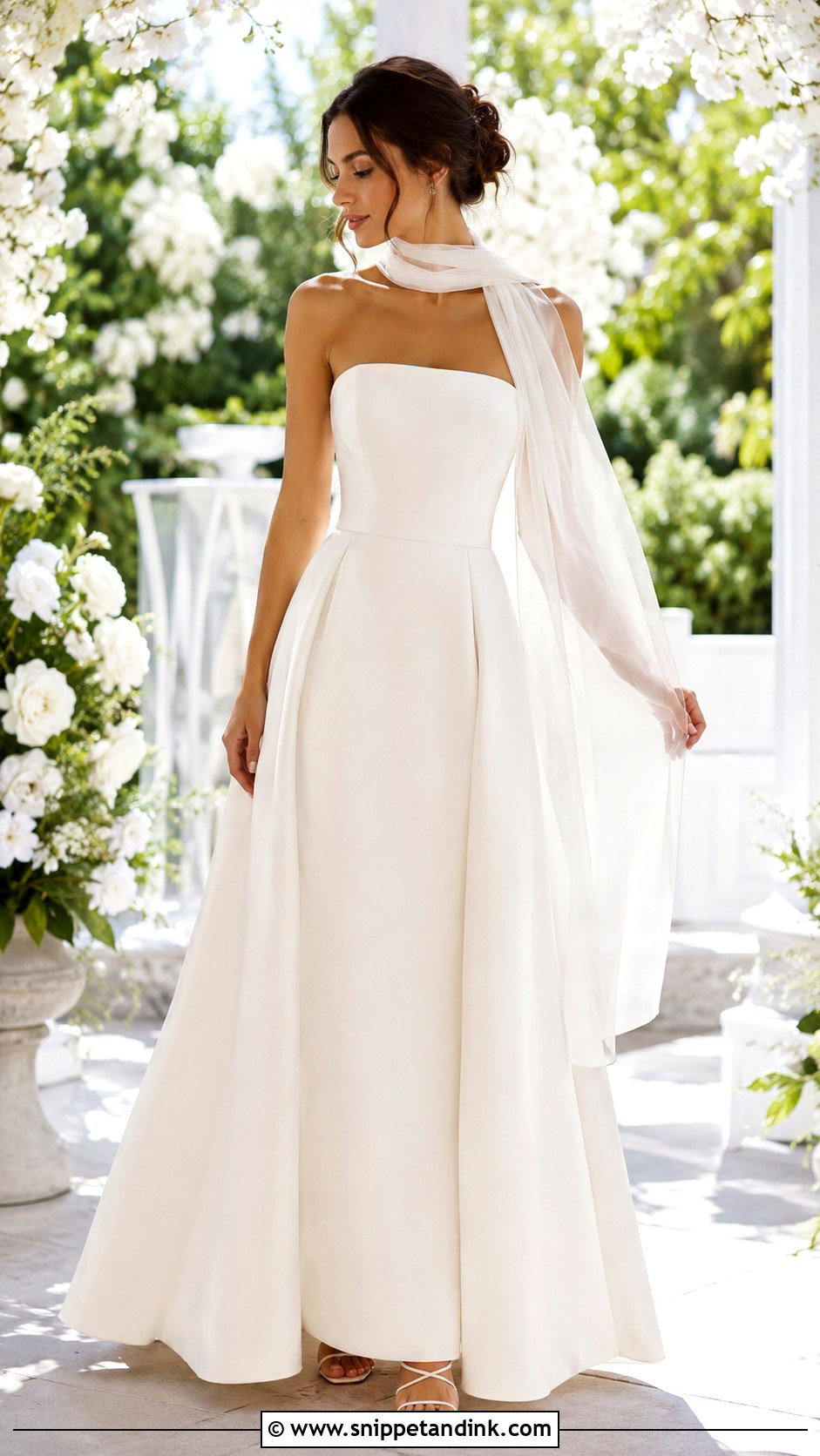 Summer Wedding Dress With Sheer Scarf - Snippet and Ink - 30 Wedding Dress with Scarf Ideas