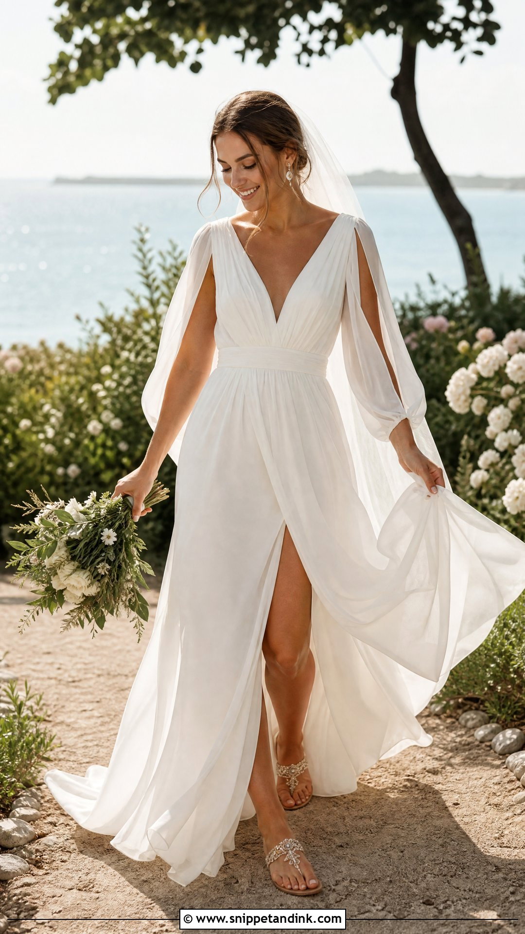 Summer Wedding Dress With Split Sleeves - Snippet and Ink - 20 Wedding Dress for Big Arms Ideas