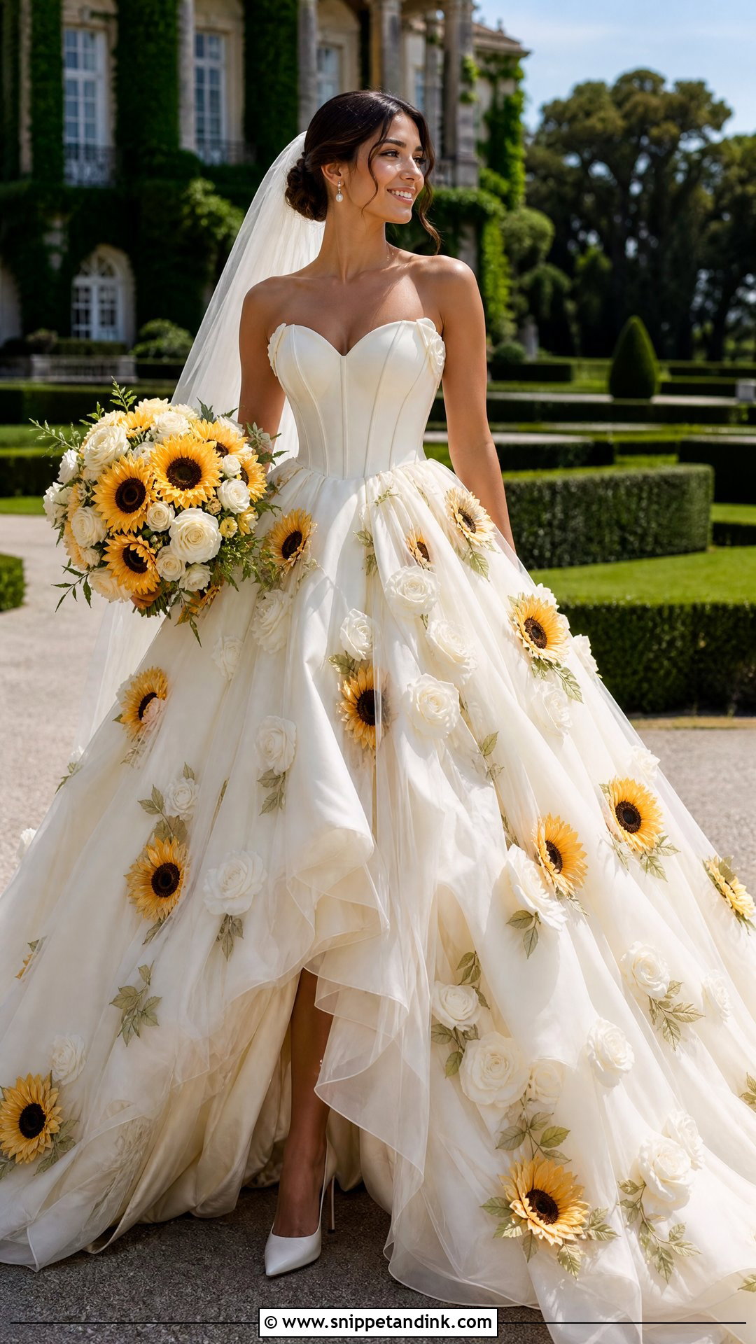 Sunflower Ball Gown Wedding Dress - Snippet and Ink - 25 Sunflower Wedding Dress Ideas