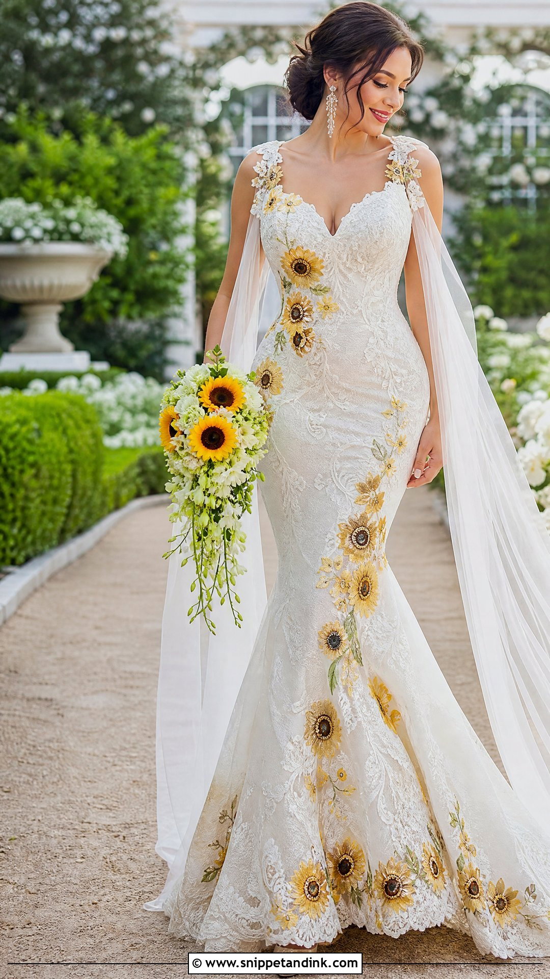 Sunflower Mermaid Wedding Dress - Snippet and Ink - 25 Sunflower Wedding Dress Ideas