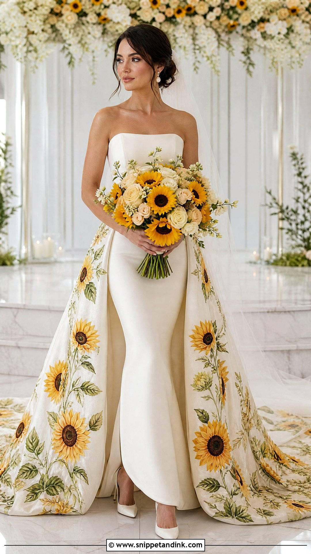 Sunflower Wedding Dress With Detachable Train - Snippet and Ink - 25 Sunflower Wedding Dress Ideas