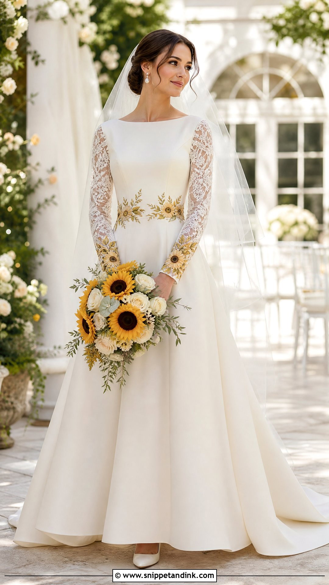 Sunflower Wedding Dress With Sleeves - Snippet and Ink - 25 Sunflower Wedding Dress Ideas