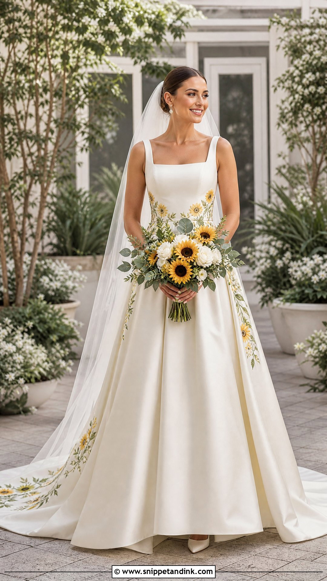 Sunflower Wedding Dress With Square Neckline - Snippet and Ink - 25 Sunflower Wedding Dress Ideas