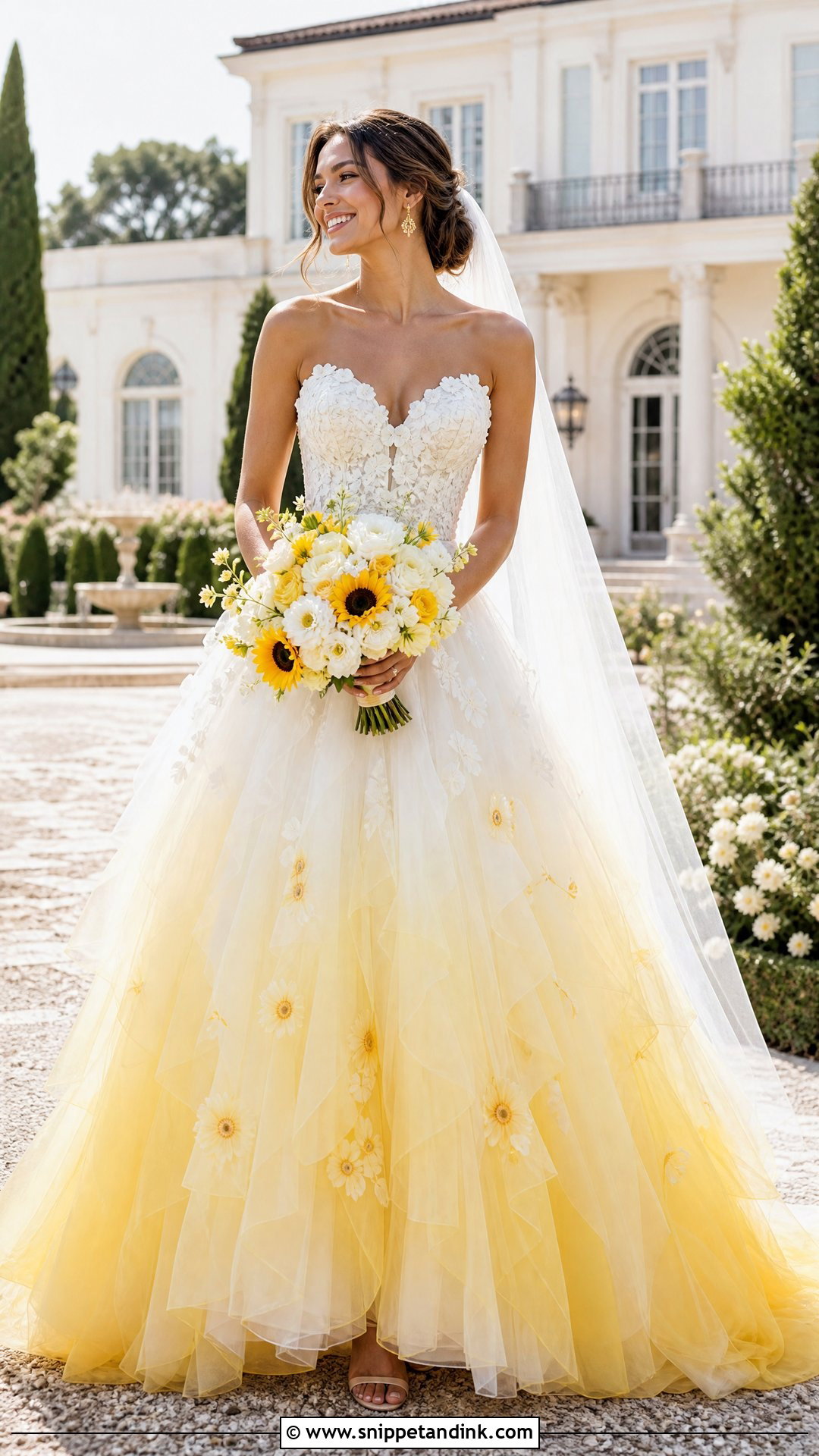 Sunflower Wedding Dress With Yellow Ombre Skirt - Snippet and Ink - 25 Sunflower Wedding Dress Ideas