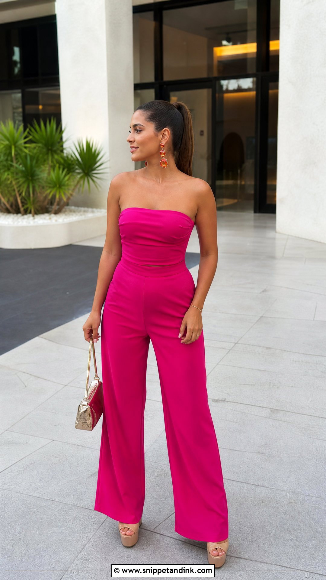 Sunset Bachelorette Hot Pink Pants Set - Snippet and Ink - 20 Sunset Bachelorette Outfits