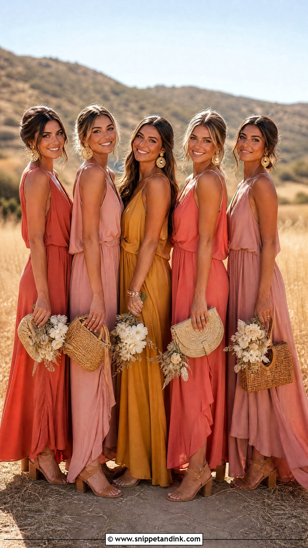 Sunset Color Boho Bridal Party Look - Snippet and Ink - 20 Boho Bridal Party Ideas