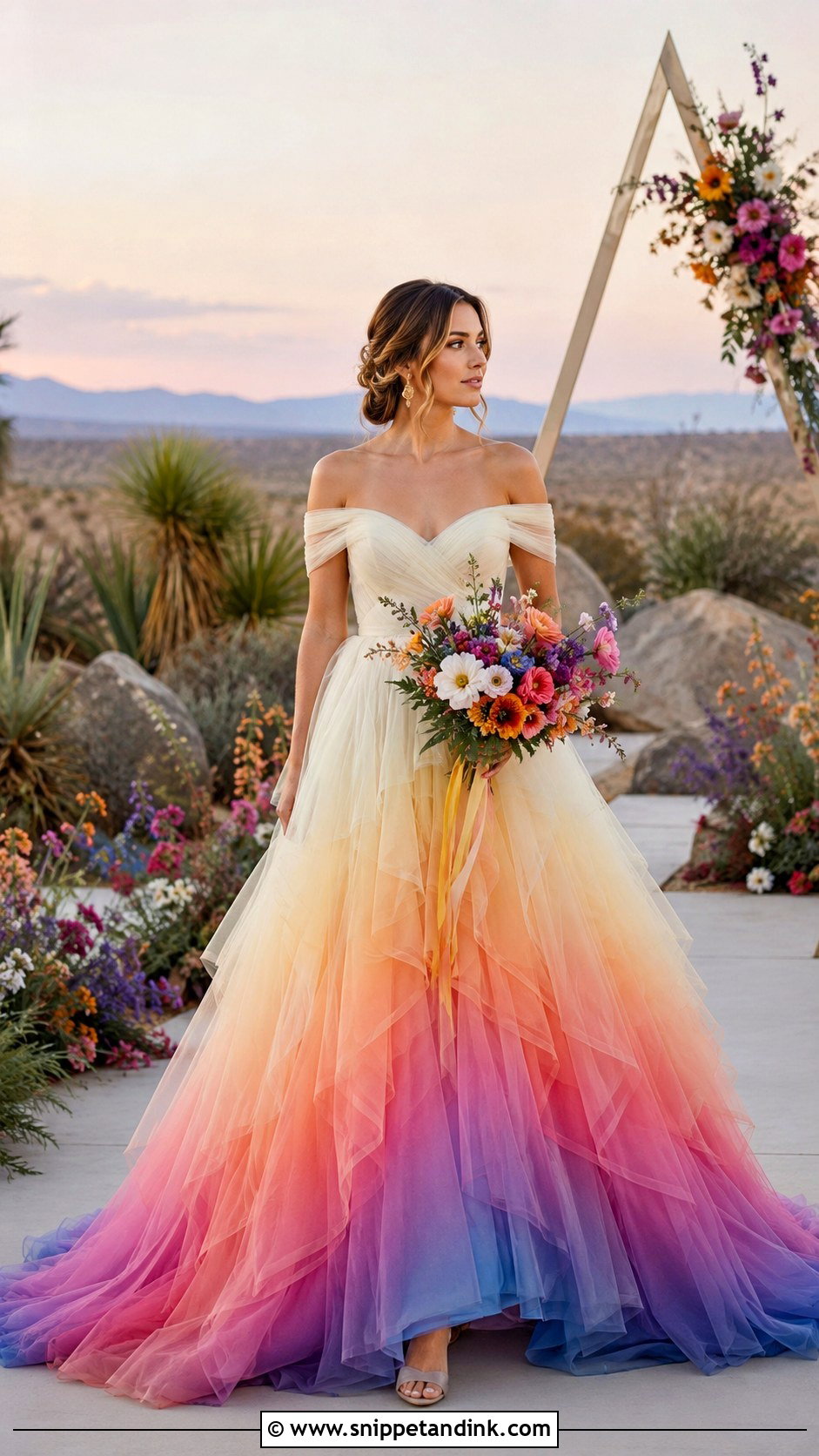Sunset Dip Dye Wedding Dress - Snippet and Ink - 20 Dip Dye Wedding Dress Ideas