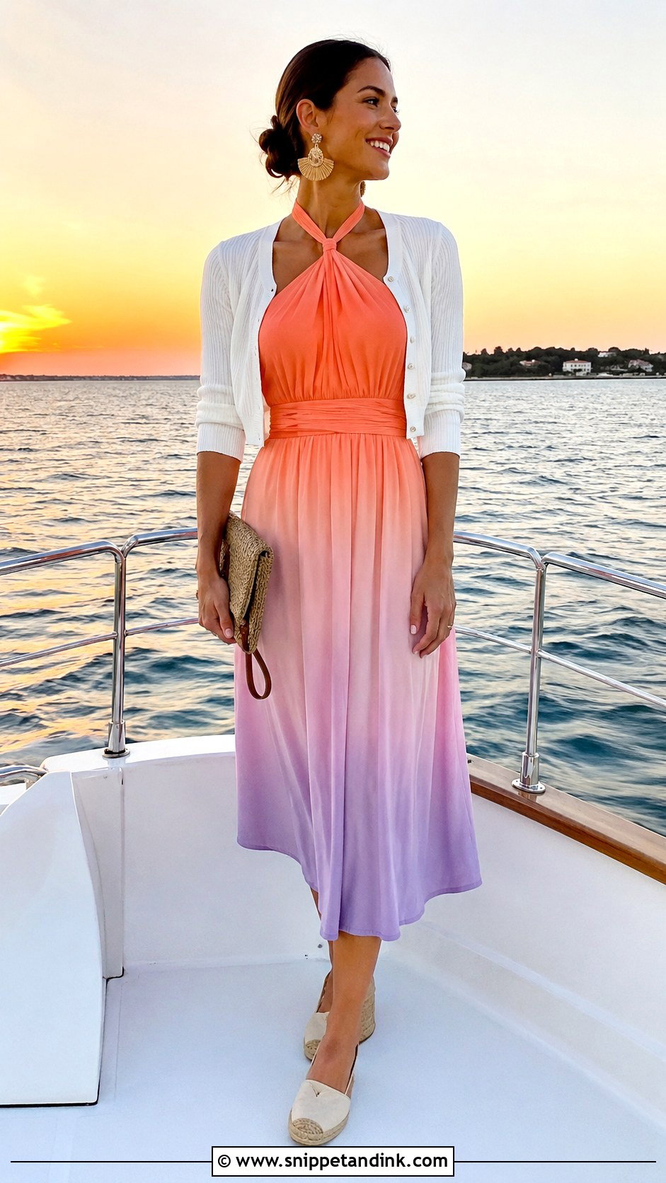 Sunset Ombre Dress Boat Party Outfit - Snippet and Ink - 20 Bachelorette Boat Party Outfit Ideas