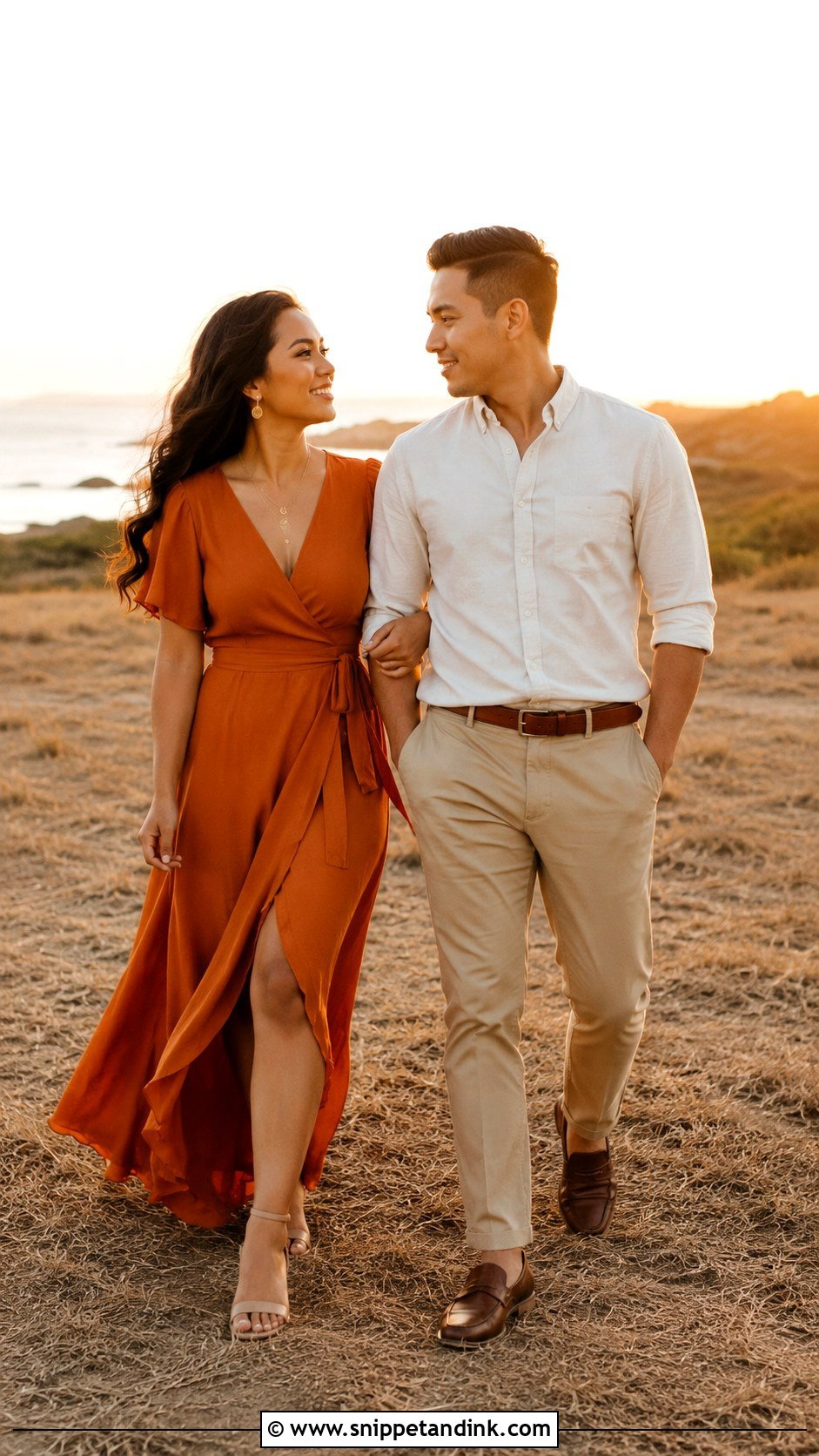 Sunset Prenup Orange Dress Outfit - Snippet and Ink - 25 Prenup Outfit Ideas Philippines