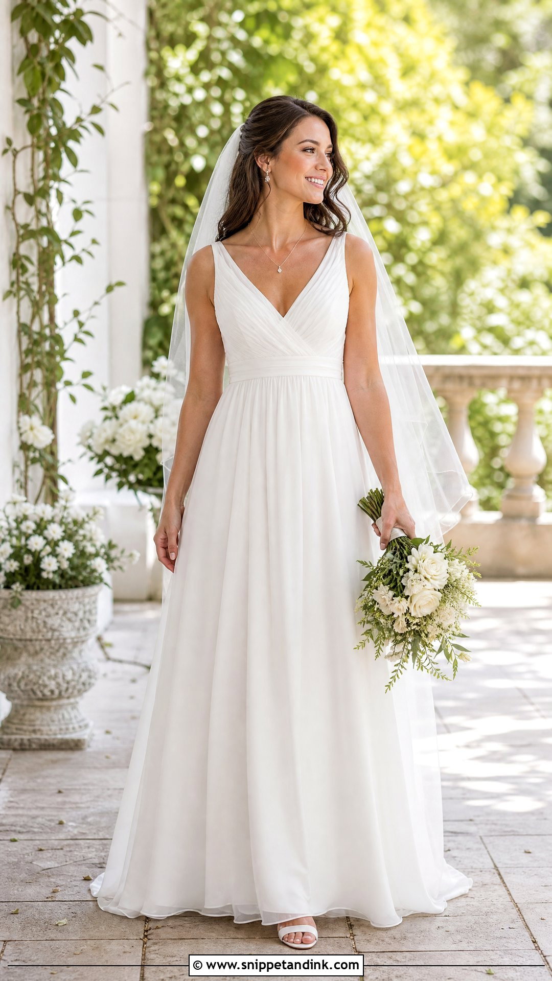 Surplice Neck Empire Wedding Dress - Snippet and Ink - 20 Neck Wedding Dress Ideas