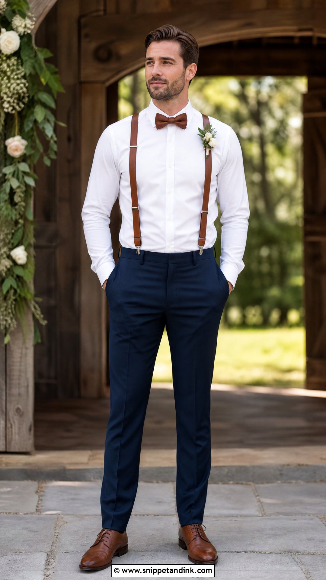 Suspenders And Bow Tie Wedding Usher Outfit - Snippet and Ink - 20 Usher Wedding Outfits