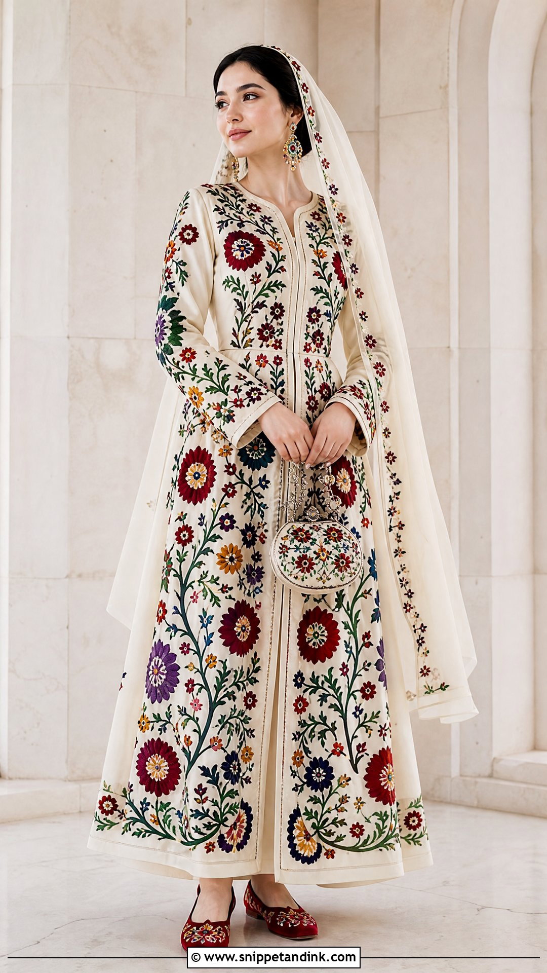 Suzani Embroidered Uzbek Wedding Dress - Snippet and Ink - 20 Uzbek Wedding Dress Ideas