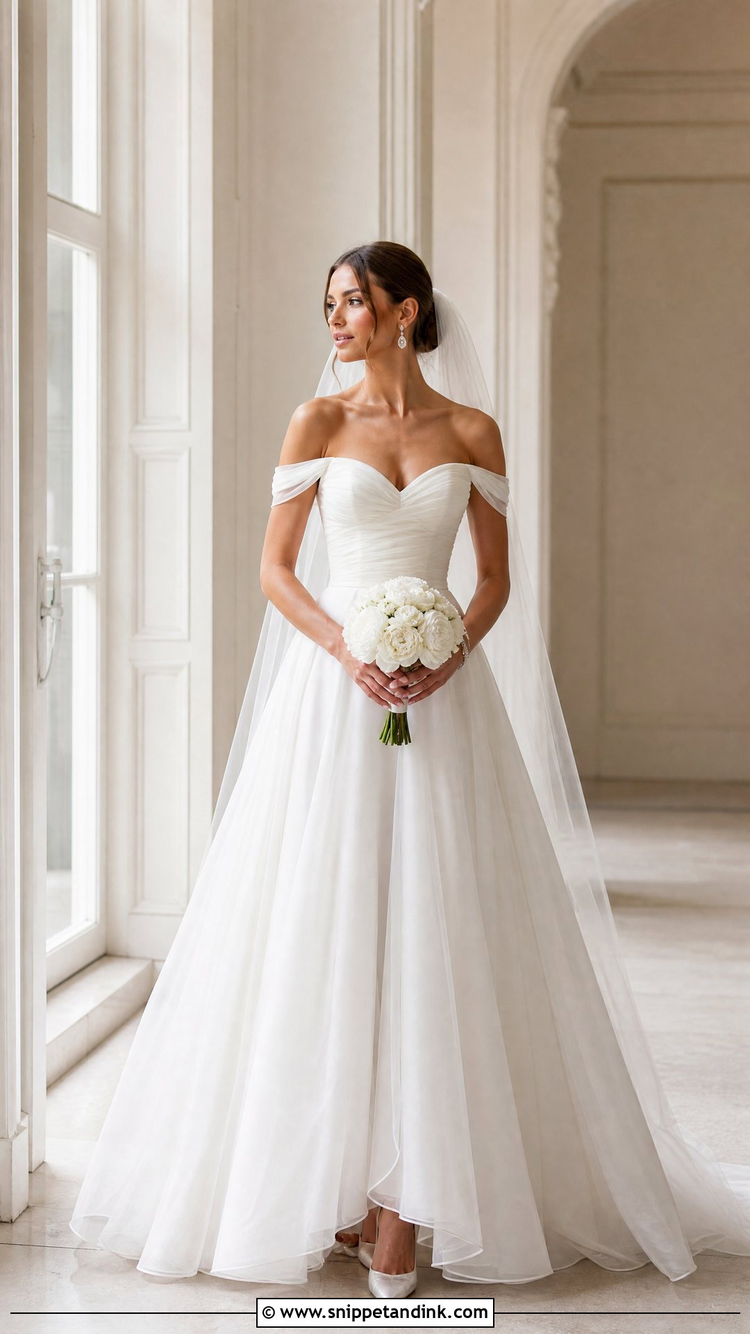 Suzanne Neville Off Shoulder Wedding Dress - Snippet and Ink - 20 Suzanne Neville Wedding Dress Ideas