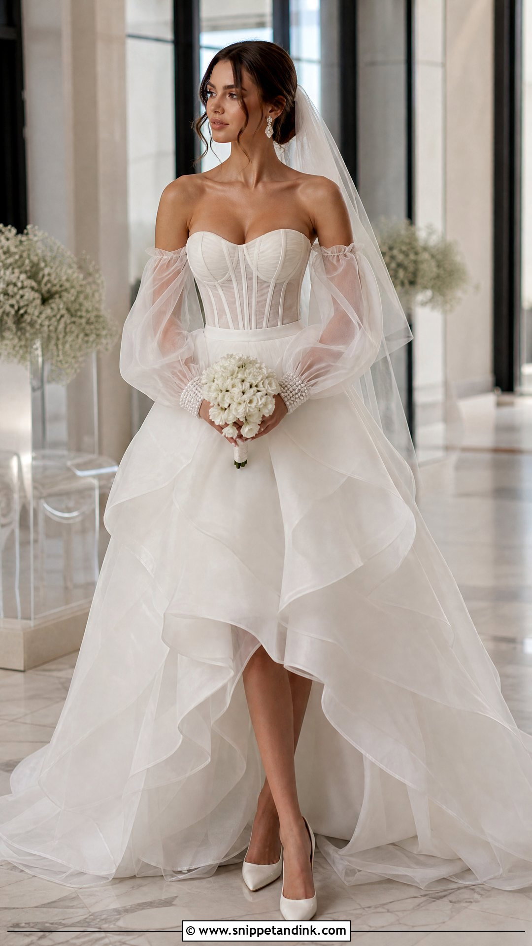 Swan Wedding Dress With Detachable Sleeves - Snippet and Ink - 25 Swan Wedding Dress Ideas