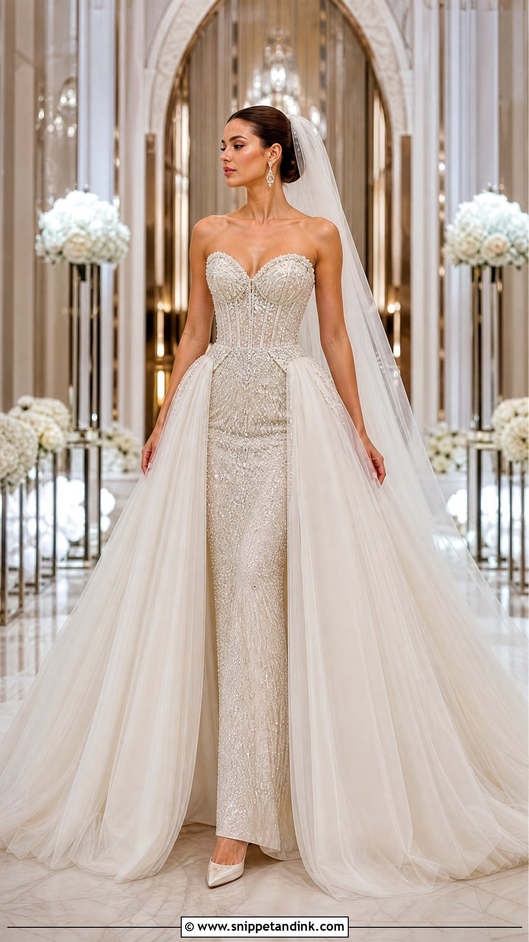Swarovski Crystal Detachable Overskirt Wedding Dress - Snippet and Ink - 20 Swarovski Wedding Dress Ideas